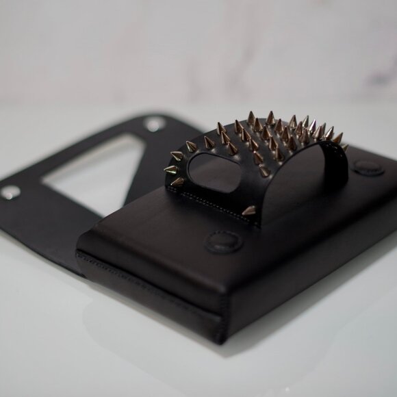 Wearable Clutch with Spike Studded detail - Italian Vachetta Leather - Picture 13 of 15